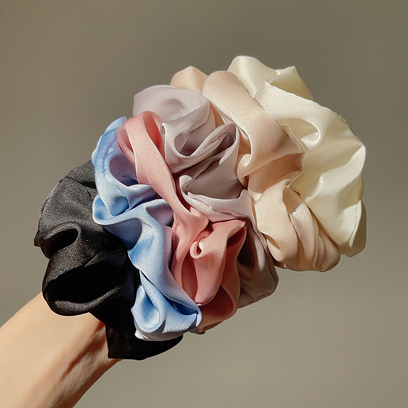 16g Weight Hair Tie Hair Accessories Type 1 Piece Quantity Holiday, Daily Occasion Solid Color Pattern Women's Gender Simple Style Style Satin Pork Intestine Hair Band   Artificial Silk Rubber Band Simple Retro Headband Hair Accessories 无