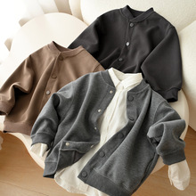 儿童棒球服外套 男童女童字母立领开衫 中童休闲上衣 春秋款童装