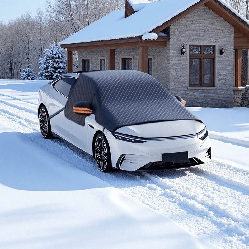 Car snow cover made of Oxford fabric, three-window design, winter snow and frost protection, thickened car cover, cross-border and domestic drop shipping available