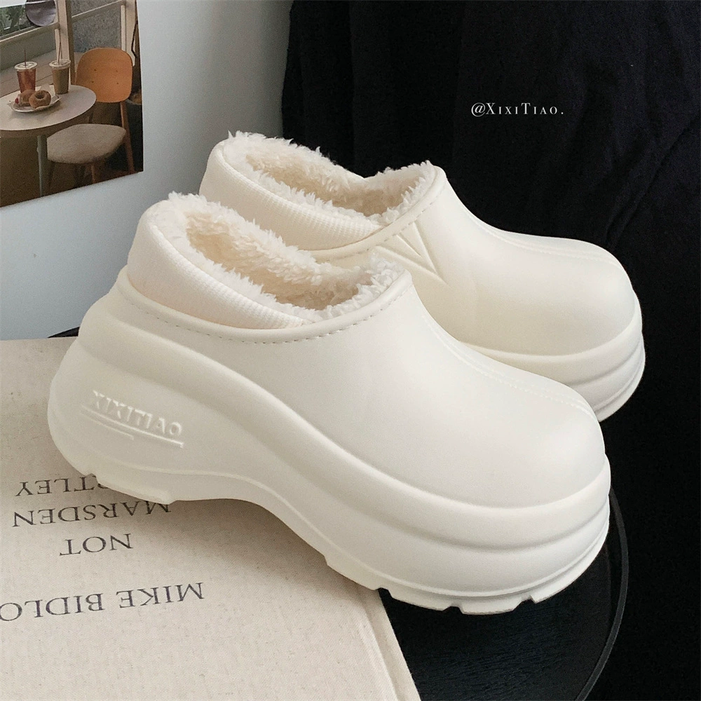 Корейские модные простые теплые водонепроницаемые зимние сапоги на флисовой подкладке, удобные однотонные полноразмерные хлопковые ботинки для женщин в стиле инс.