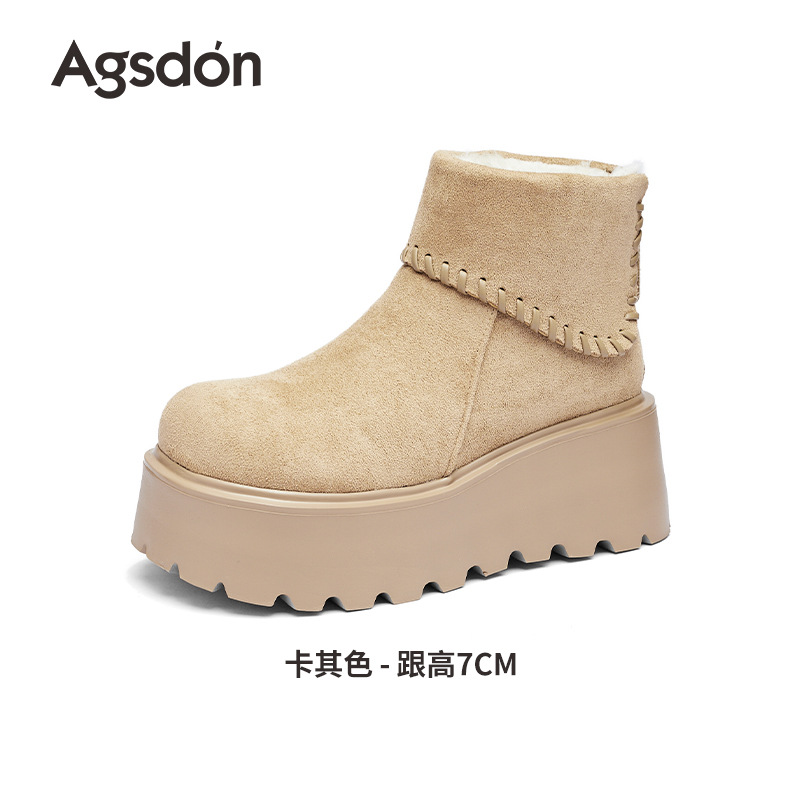 Botas de nieve de fondo grueso para mujeres 2025 nuevas botas cortas de invierno de lana gruesa Burken para usar zapatos de algodón de alto rendimiento