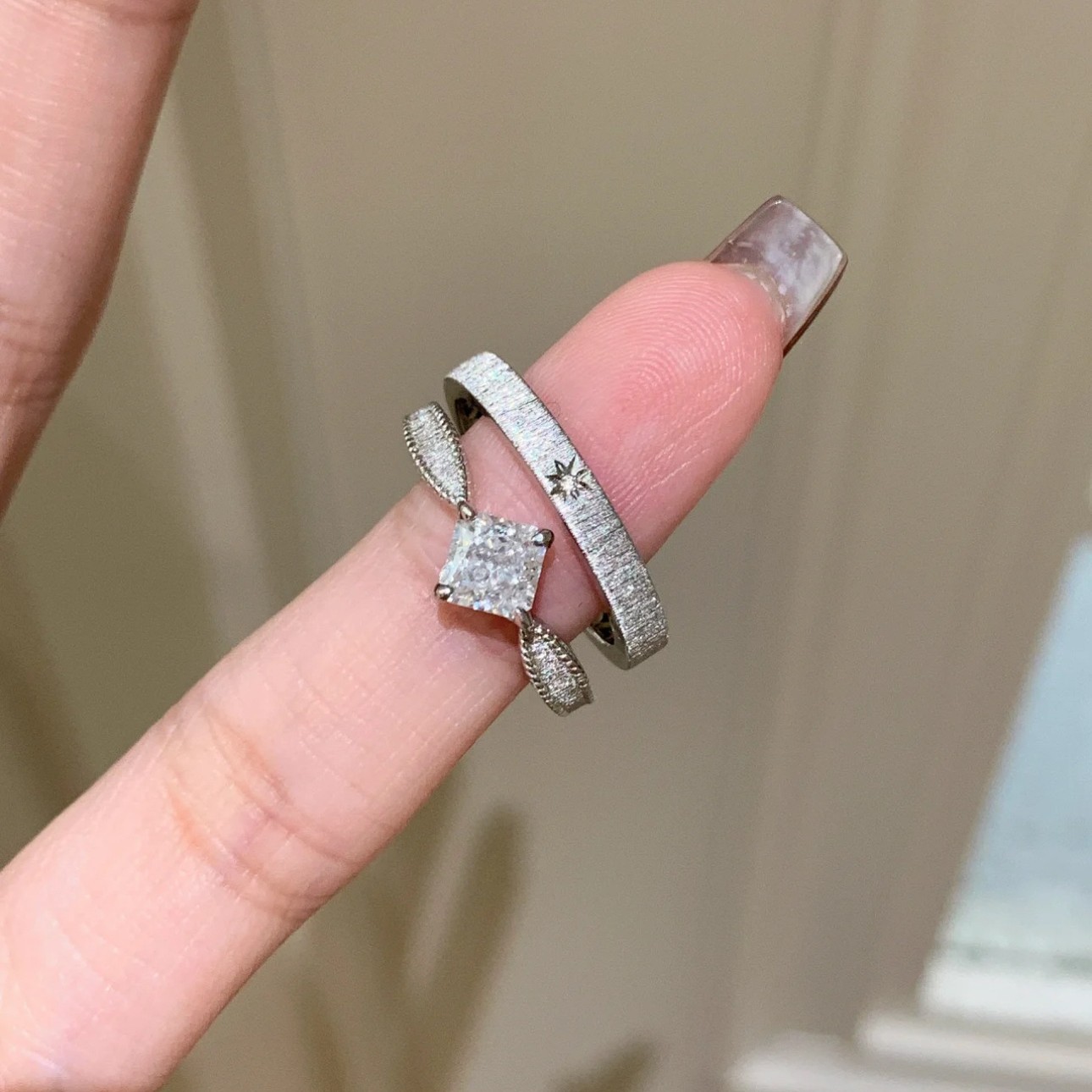 Vintage Princess Cut Diamond Ring For Women Square Retro Style_voghion.com