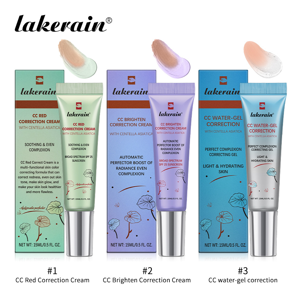跨境lakerain 15ml装积雪草CC霜 妆前隔离霜 面部遮瑕CC霜