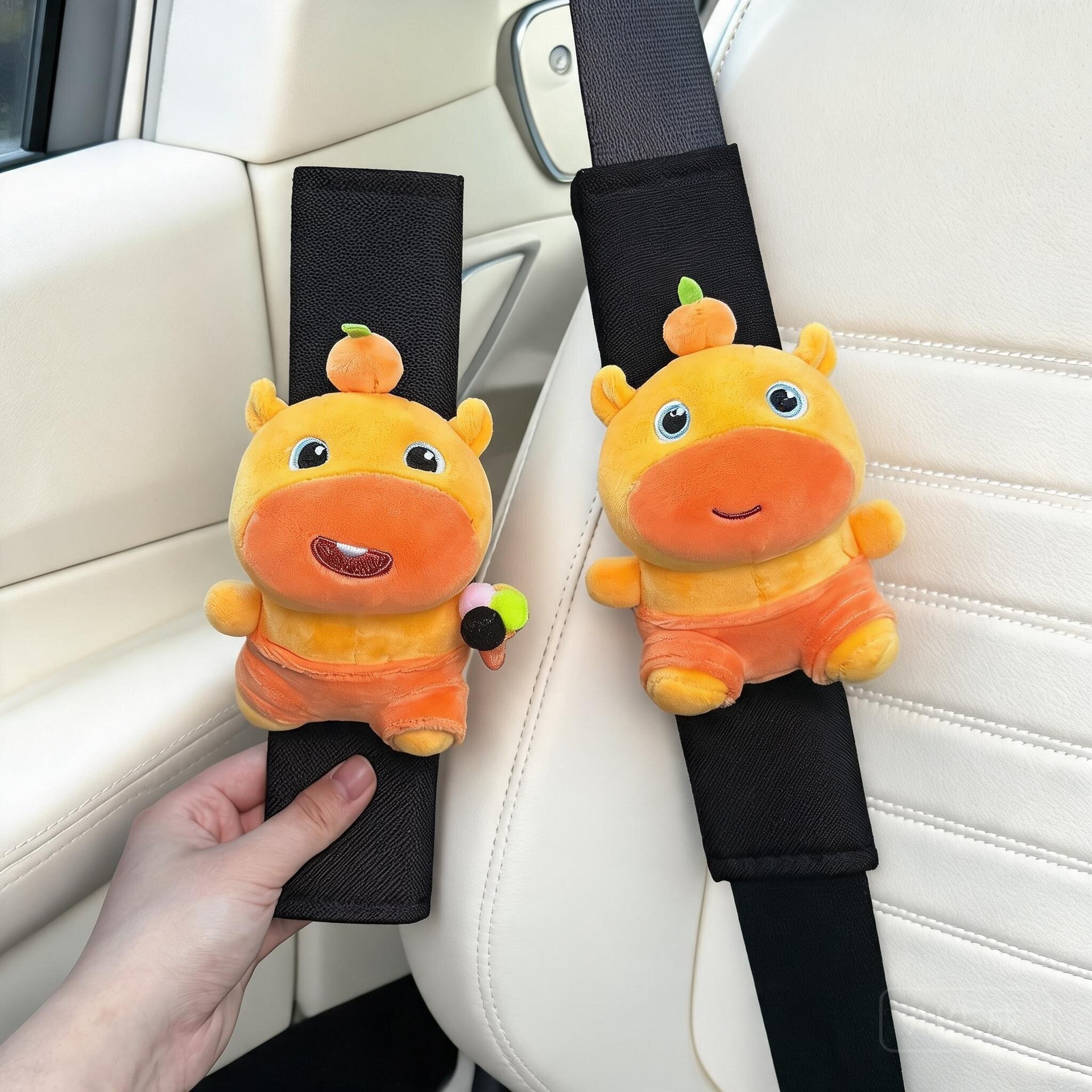 Capybara Lulu Car Seatbelt Shoulder Pads, Car Seatbelt Decoration, Anti-Wear Clothing, Cute Couple Set