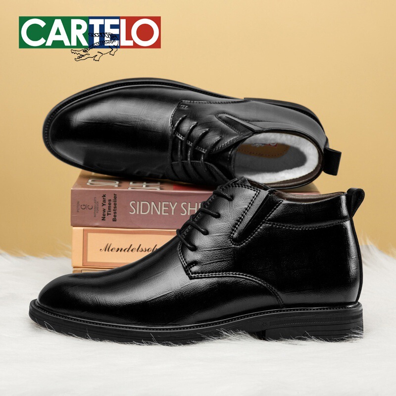 Men's Cotton Shoes Winter Fleece-Lined Warm Snow Boots Men's Black Genuine Leather Business British Brogue High-Top Leather Shoes Men's Cotton Shoes Winter Fleece-Lined Warm Snow Boots Men's Black Genuine Leather Business British Brogue High-Top Leather Shoes