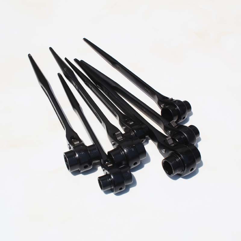 Llave de doble cabezal y doble mordaza con mango puntiagudo para un uso rápido, especializada para trabajadores de la construcción, tipo llave de vaso, tipo engranaje, trinquete de alto torque para desmontaje.