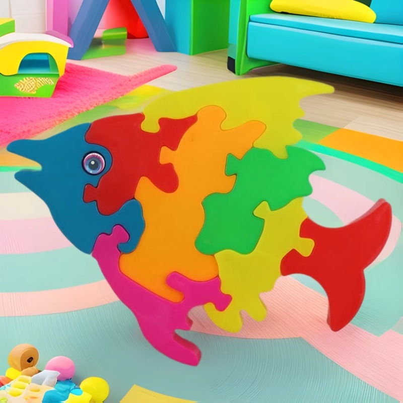 Nuevo rompecabezas en forma de pez, animal de dibujos animados, rompecabezas tridimensional de 2-5 años, pequeño regalo de jardín de infantes, juguete educativo image 2