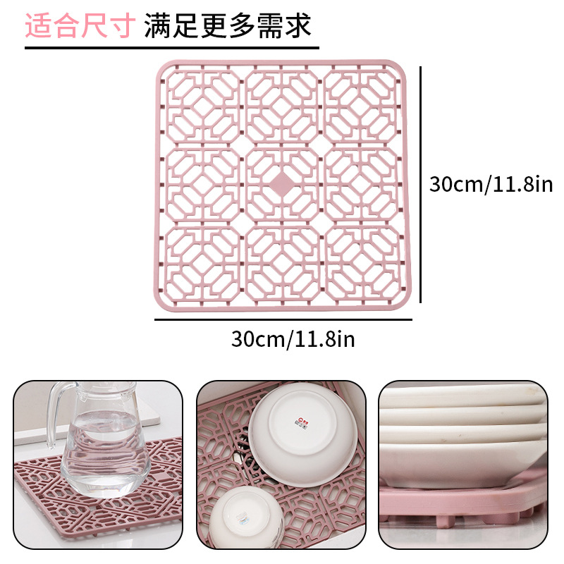 Estera de drenaje multiusos de silicona estera de protección del fregadero de la cocina estera anti-caída Pantalla de filtro estera de aislamiento antideslizante