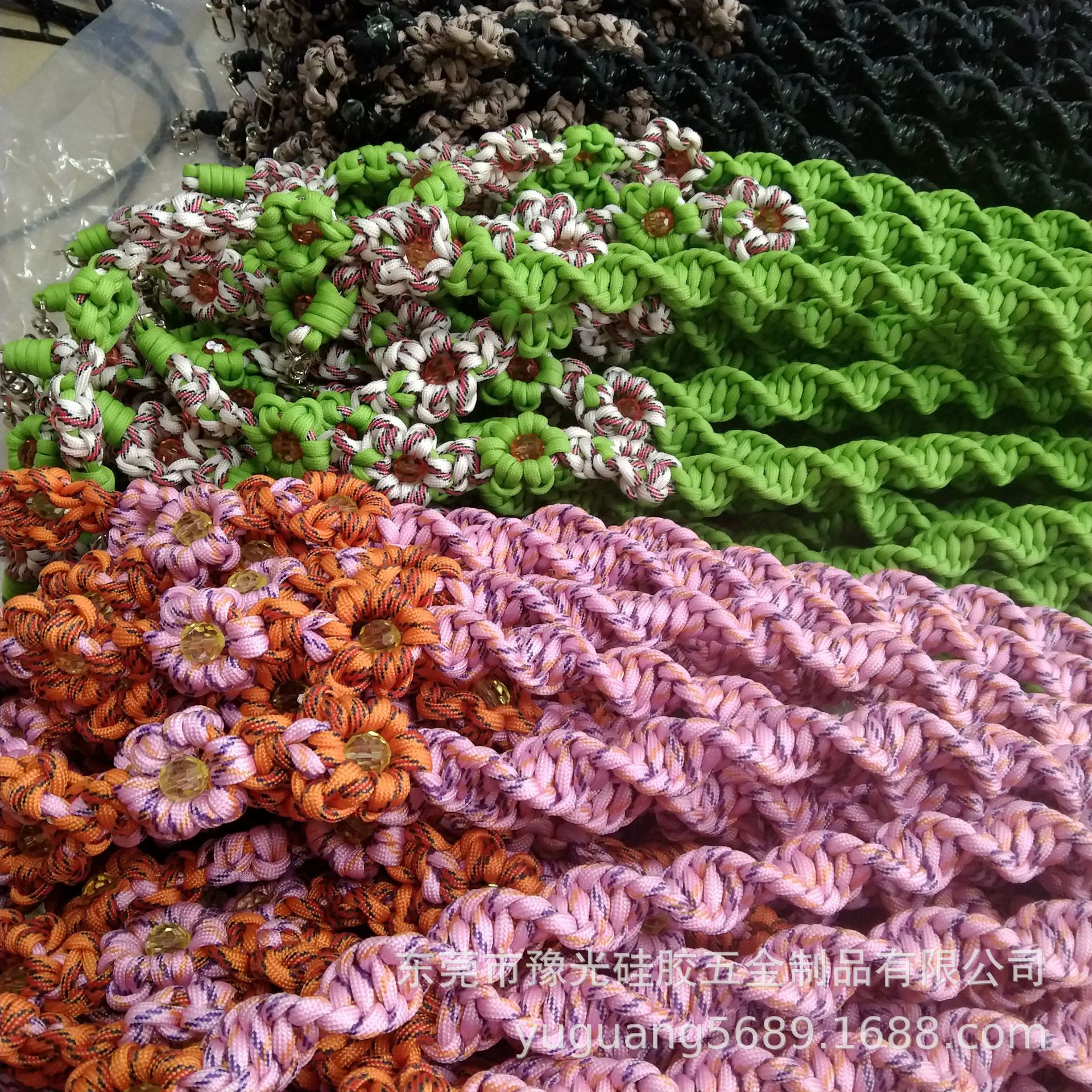 手工编织伞绳包带花朵肩带 斜挎包包肩带菊花肩带手工编