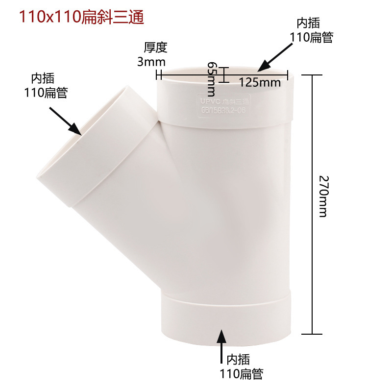 Pvc平管部品110楕円管平管部品トイレトイレ移動下水平口排水排水管|undefined