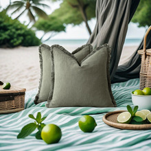亚马逊波西米亚风水洗棉流苏纯色抱枕套客厅沙发腰垫靠枕卧室