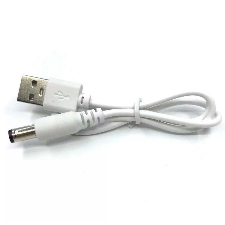 Кабель USB на DC5.5 (вилка 5521/5525) с круглым разъемом 5.5*2.1 для зарядки мелкой бытовой техники, настольных ламп и колонок