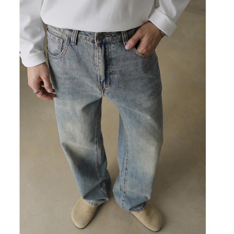 American Retro Wide-Leg Jeans for Men, Autumn 2026 New Style, Simple Design, Loose Fit, Slimming Casual Straight Pants American Retro Wide-Leg Jeans for Men, Autumn 2026 New Style, Simple Design, Loose Fit, Slimming Casual Straight Pants