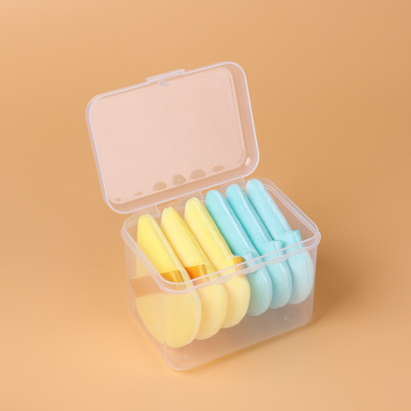 Cojín de aire triángulo polvo puff polvo de miel puff flocado polvo suelto maquillaje esponja polvo seco pastel dedo polvo puff al por mayor image 3