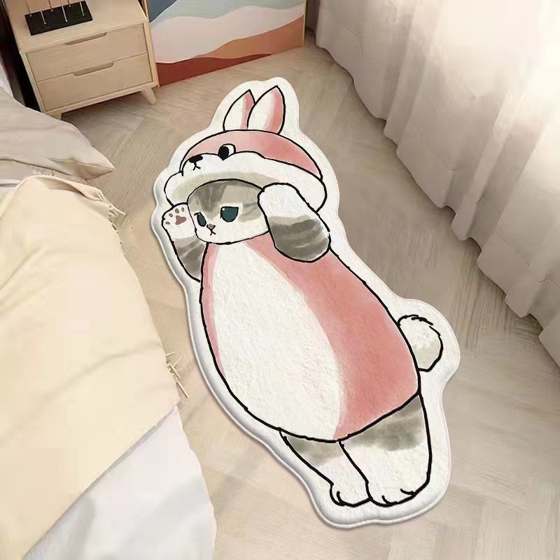 シンプルなアニメのかわいい猫の足のマットはカシミヤのじゅうたんの客間の寝室のベッドのサイドのじゅうたんの子供のマットのメーカーの卸売りをまねます。|undefined