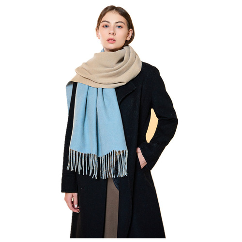 Foreign trade order Amazon double-sided two-color scarf for women winter thickened solid color imitation cashmere scarf shawl for women