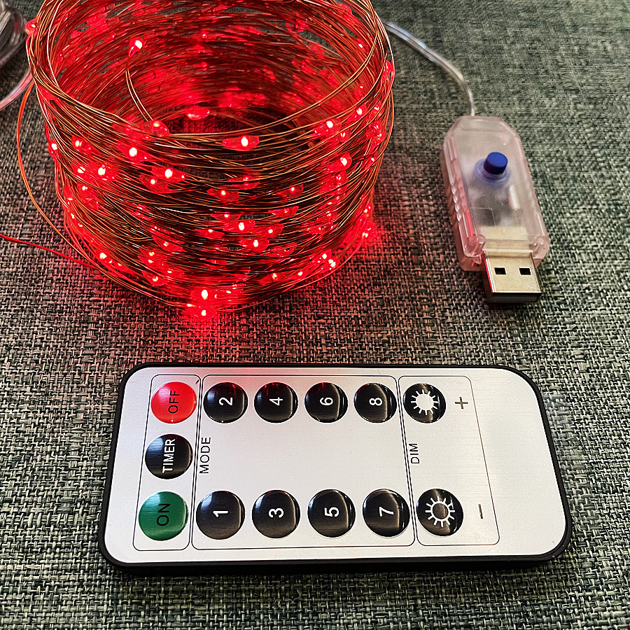 LED luces de cadena al por mayor USB control remoto luces de cadena de alambre de cobre 8 funciones luces decorativas de Navidad luces de colores