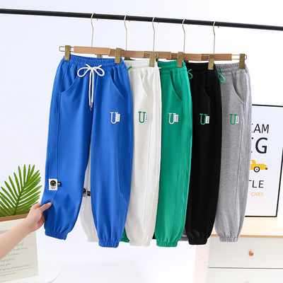 summer Thin section children Mosquito control girl trousers 2022 pure cotton CUHK leisure time motion Ninth pants trousers