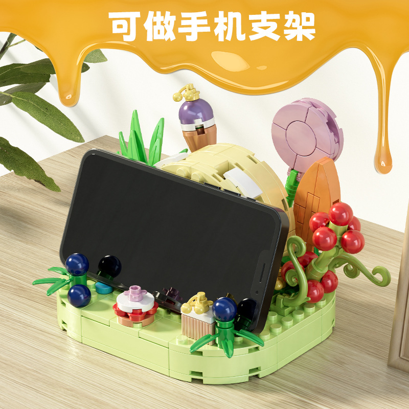 (2개) 레고 토스트 작은 곡물 식품 빌딩 블록 케이크 휴대 전화 브래킷 장식품 어린이 교육 플러그인 장난감과 호환
