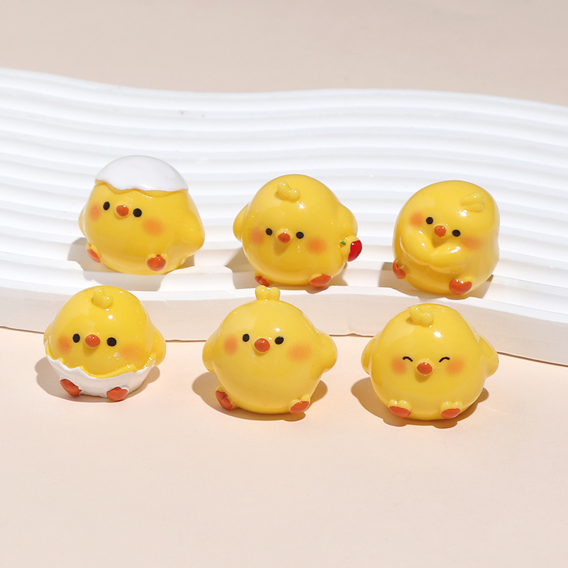 立体黄色小鸡园艺DIY装饰树脂公仔diy车载桌面装饰摆件钥匙扣挂件|undefined