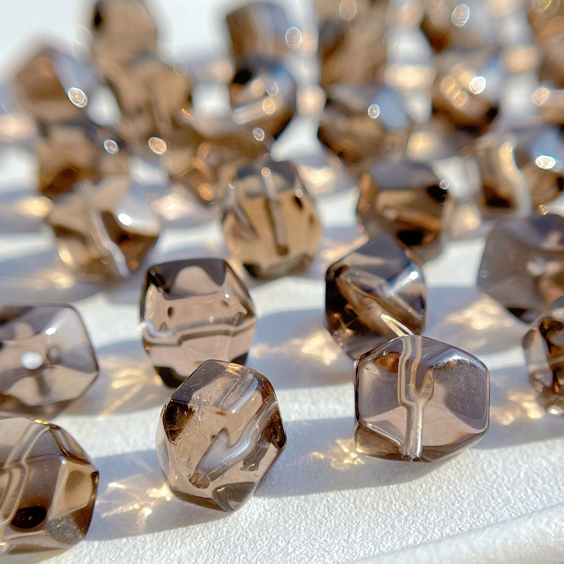 Natural Tea Crystal DIY Jewelry Accessories Single Beads Accompanying Faceted Loose Beads Spacer Crystal Jewelry Bracelets with Beads