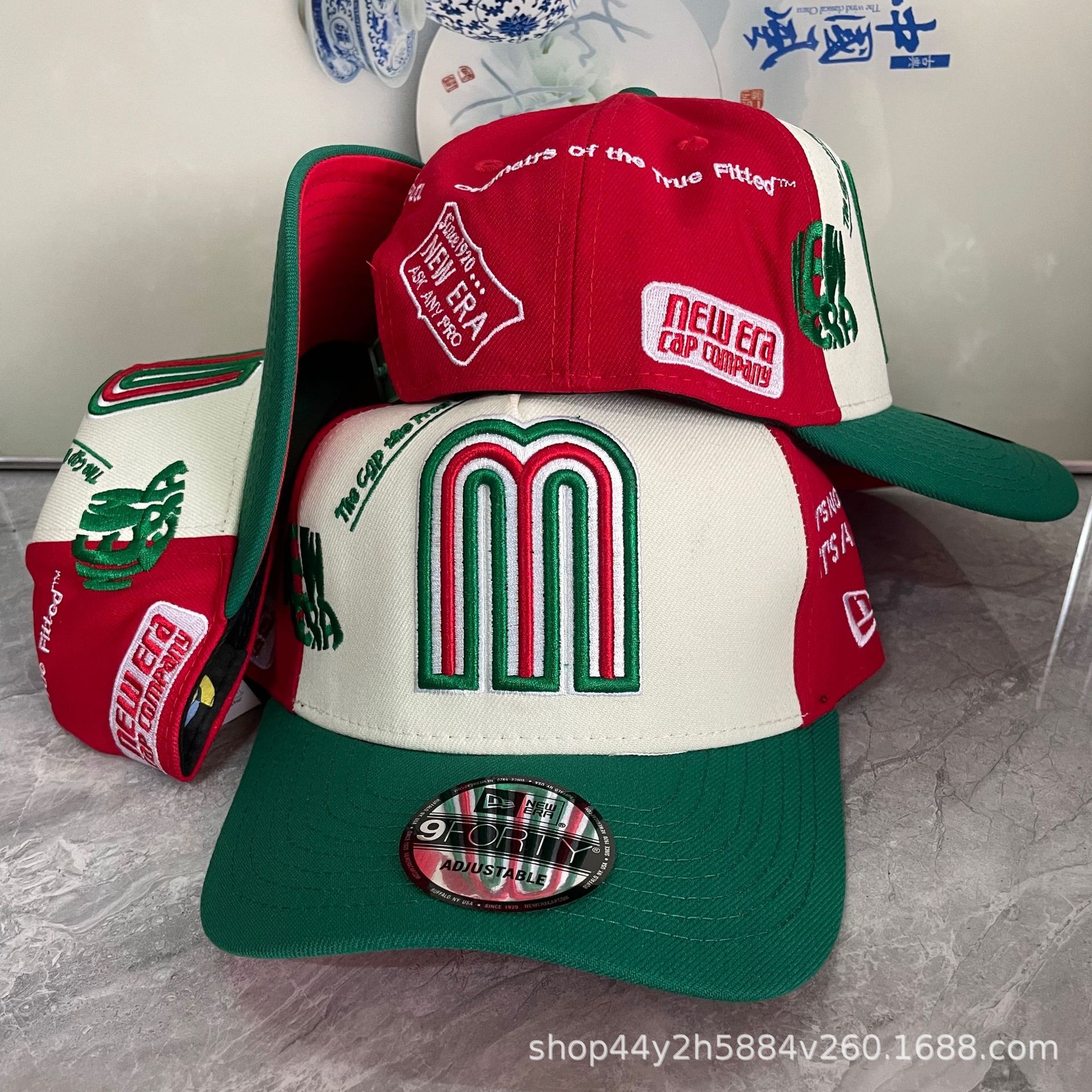 Comercio exterior transfronterizo AA Copa Mundial de béisbol Sombreros deportivos del equipo nacional mexicano Sombreros Hip Hop Sombreros bordados con letras M