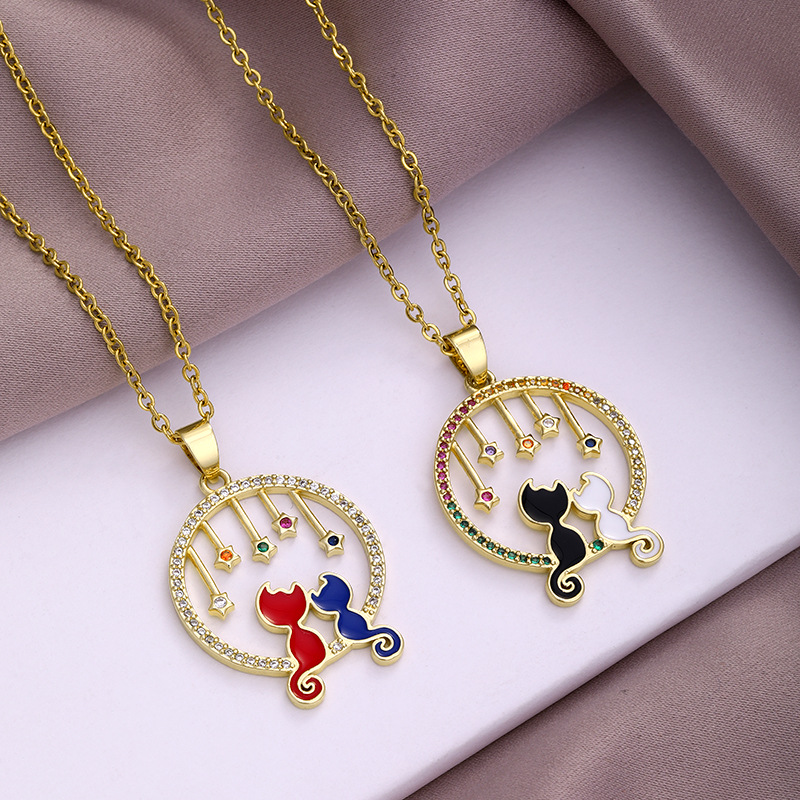 Wholesale Animal 304 Stainless Steel Copper 18K Gold Plated Zircon Necklace display picture 5