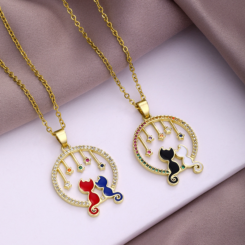 Wedding Occasion Wholesale Animal 304 Stainless Steel Copper 18K Gold Plated Zircon Necklace