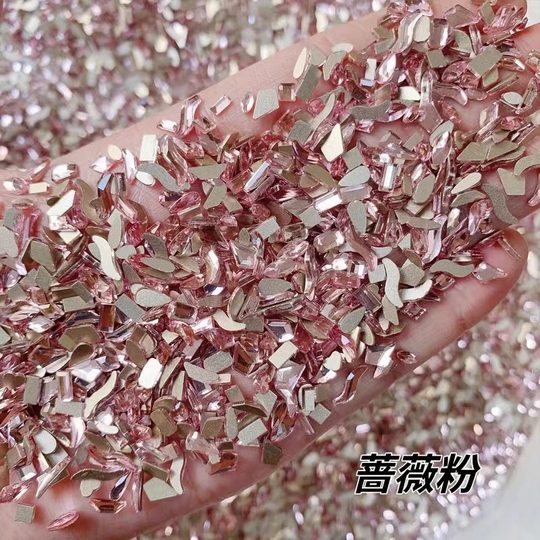 Champagne color nail drill jewelry mixed wholesale net red explosions mini small size crystal flat shaped drill nail drill