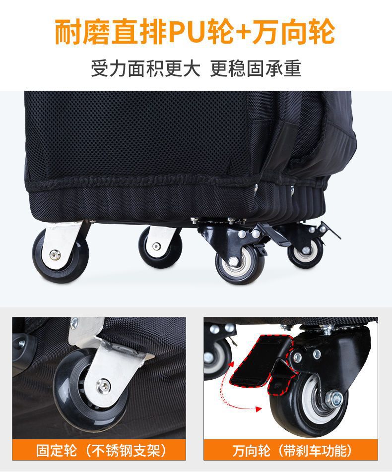 Large Multifunctional Artist's Tool Bag for Decoration and Repair, with Extra-Thick Single Shoulder Strap and Wheels, Trolley-Style Toolbox