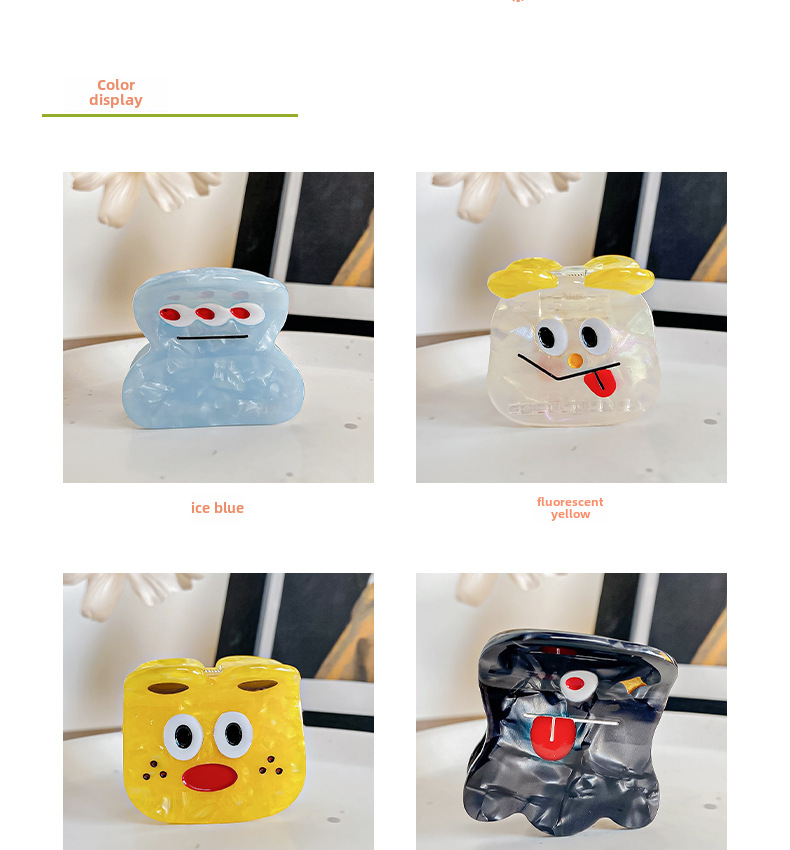 Baifeiya kleine Acetat-Haarspange, süße kleine Monster-Haarnadel, Geisterpferdchen, Mädchen, Herz-Haarspange, hoher Pferdeschwanz, Haarschmuck, Kopfschmuck_voghion.com