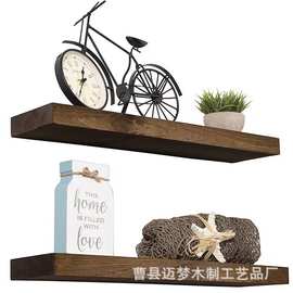 木质复古墙壁一字搁板收纳架家居背景墙上装饰储物架置物架