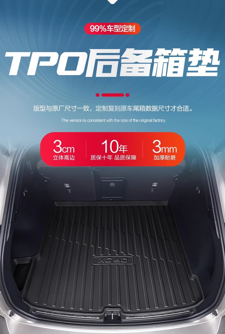 Suitable for Volvo Xc60 Trunk Mat, Complete Collection of Automotive Accessories, Modified Parts, 2026 Model Tpe Trunk Mat