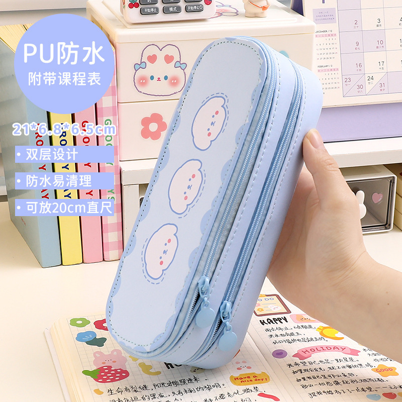 Temporada escolar de alto valor de doble capa de gran capacidad simple bolsas de lápiz de jóvenes estudiantes bonitos papelería caja de lápiz papelería
