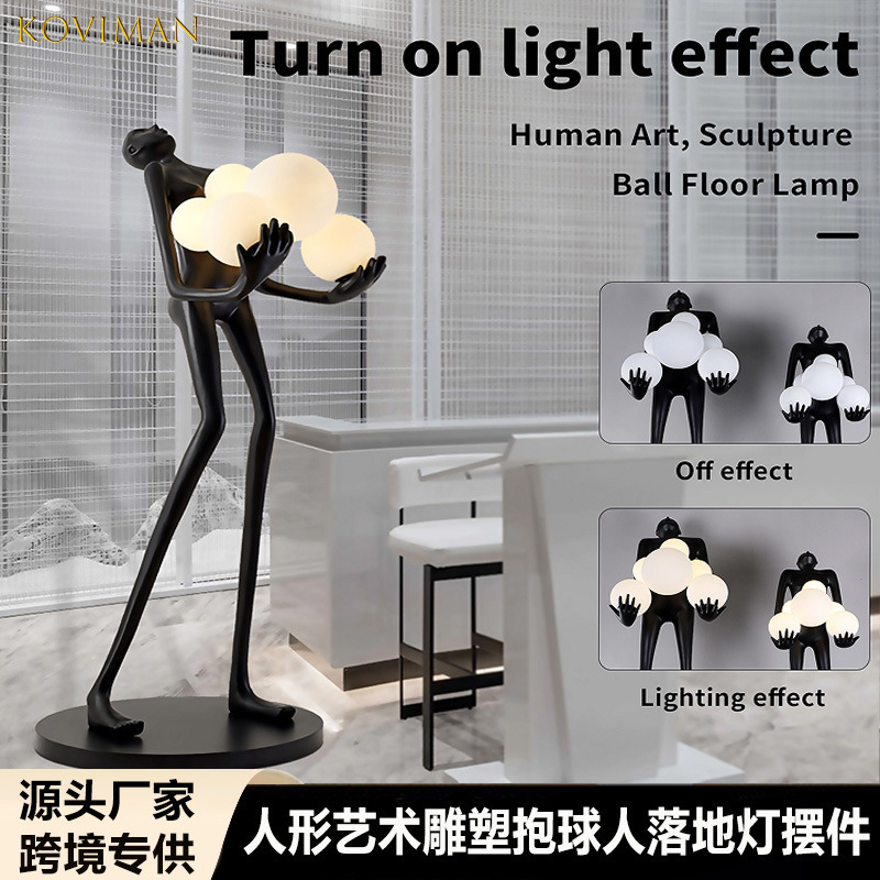 Cross-Border Human-Shaped Art Sculpture Holding a Ball, Floor Lamp Ornament, Designer Hotel Lobby Exhibition Hall Creative Human Body Decoration Cross-Border Human-Shaped Art Sculpture Holding a Ball, Floor Lamp Ornament, Designer Hotel Lobby Exhibition Hall Creative Human Body Decoration