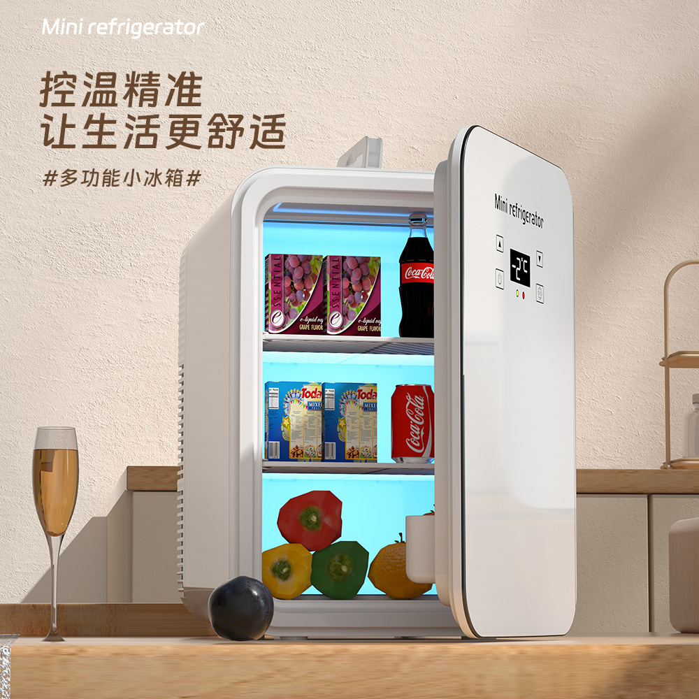 Nuevo refrigerador de automóvil pequeño de 8 litros 6L vertical portátil mini refrigerador de belleza pequeño automóvil hogar maquillaje de doble uso 10L