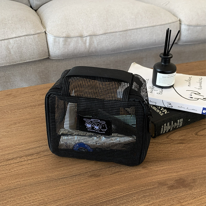 クロスボーダーグリッド大容量旅行ポータブル小型ポータブル化粧品バッグメッシュトイレタリーバッグ鉛筆バッグ収納袋|undefined