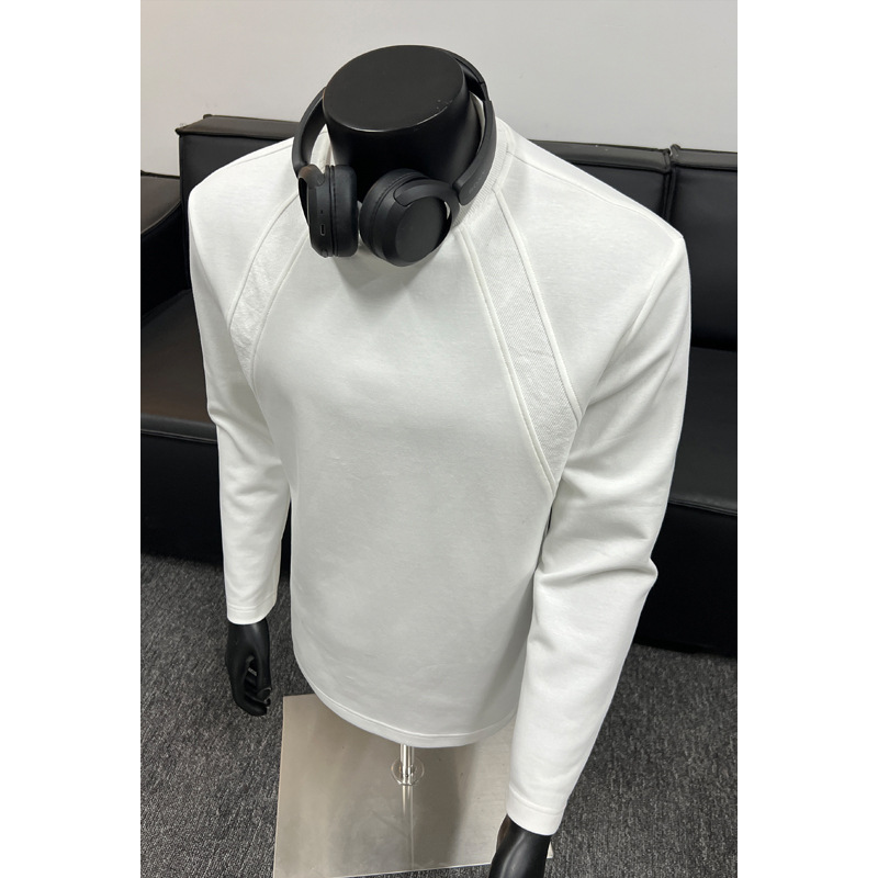 Cleanfit Patchwork Chinese Cotton Long Sleeve T-Shirt For Men, Spring And Autumn Design, Round Neck Sweatshirt, American_voghion.com