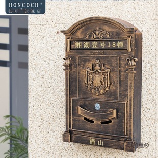 European-Style Villa Entrance Mailbox Wall-Mounted Outdoor Retro Outdoor Lockable Key Creative Letter Box Metabo
