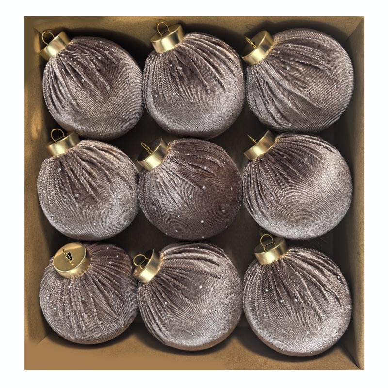 Transfronterizo 8CM set 9 lujo con taladro envuelto tela de peluche bola de Navidad árbol de Navidad bola de decoración de fiesta en casa