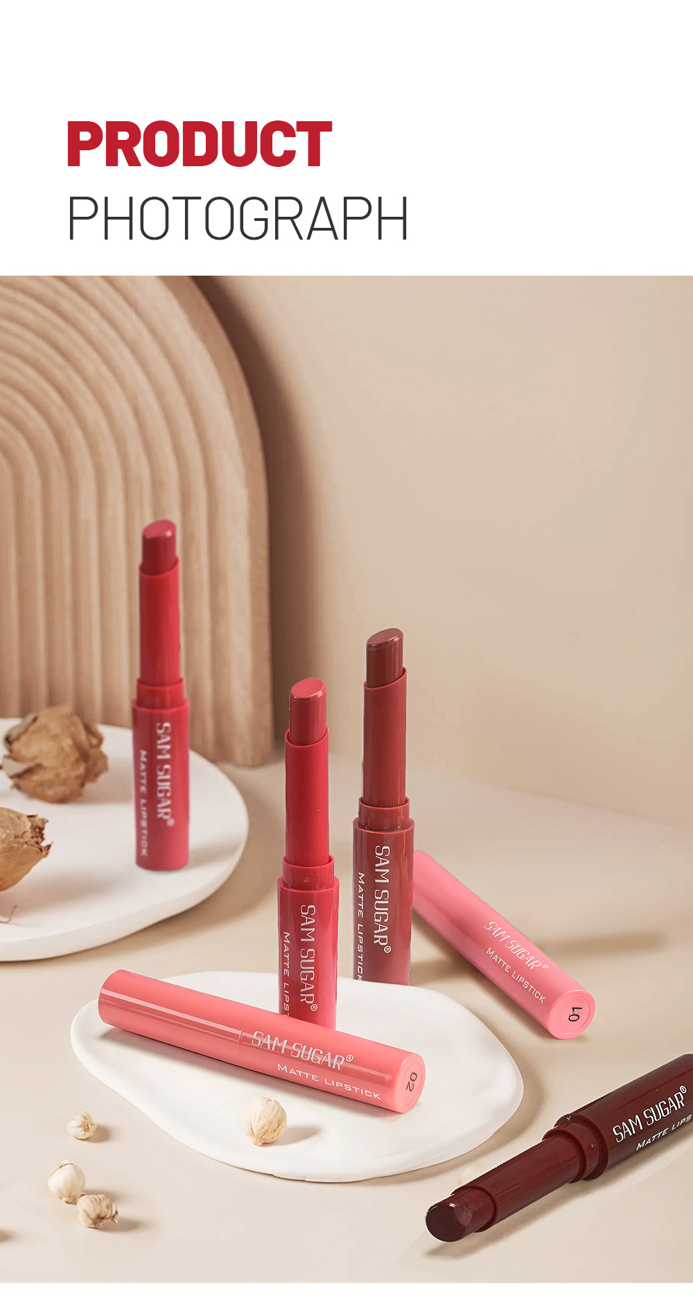 SAM SUGAR 6-color velvet matte Lipstick pen Easy to apply bevel rotating Lipstick undefined