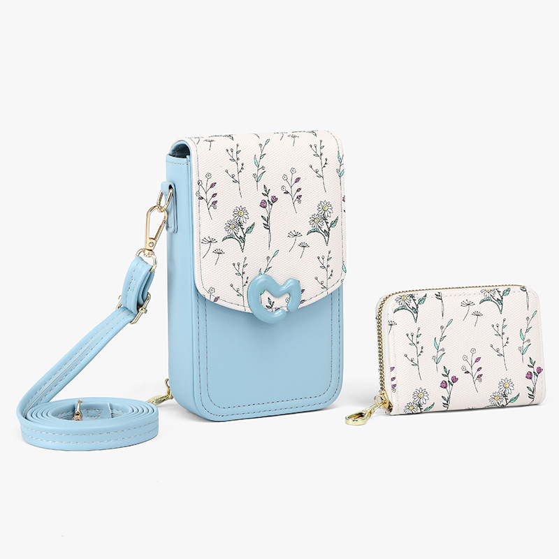 Monedero vertical para teléfono móvil, bolso pequeño de mensajero, bolso de teléfono móvil multicapa, flor, bolso de teléfono móvil multifuncional simple, moda femenina