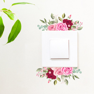 Cross-border wholesale self-adhesive wall stickers flower creative living room bedroom home light switch modern minimalist decoration