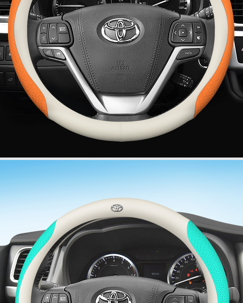 Suitable for 2021-23 Toyota Sienna Steering Wheel Cover, Car Handlebar Cover, Hand-Sewn Sienna Four-Season Universal Handlebar Cover