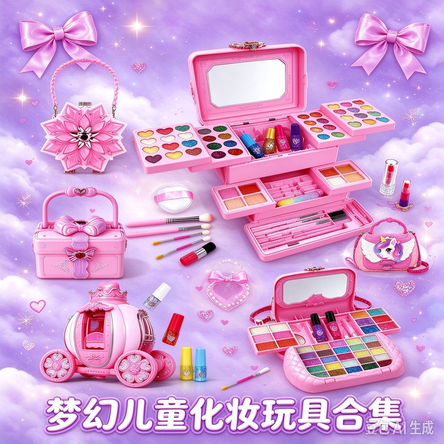 Cross-Border/Children's Pretend Play Makeup Set, Girls' Dress-Up Nail Polish, Portable Box, Cosmetics Toys