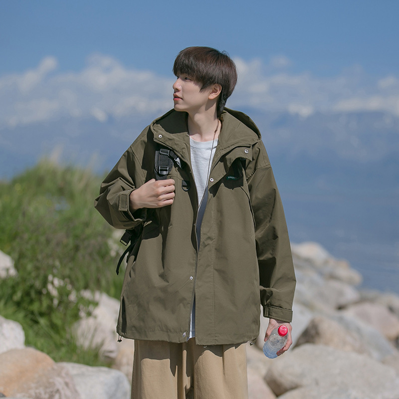 日系city boyコート男性秋百合帽子登山ジャケットoversize潮牌アウトドア突撃服|undefined