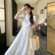 新中式国风白色连衣裙女夏季2024新款气质名媛温柔高级感显瘦长裙