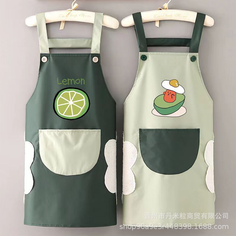 エプロン家庭用キッチン防水防油女性かわいい洋気料理仕事大人の腰を囲んで汚れに強い作業服を決めた|undefined