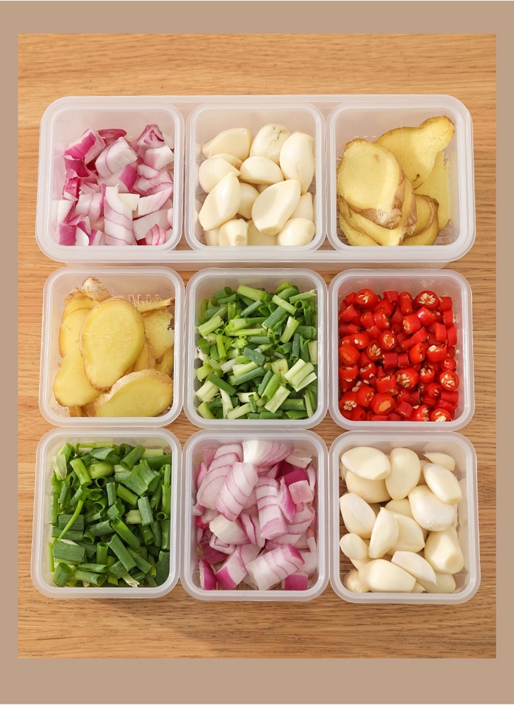 冰箱保鲜盒家用厨房三格沥水葱花盒食品级姜蒜冷藏保鲜收纳可拆卸