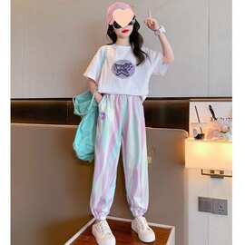 女童夏装套装2026新款儿童装洋气网红女孩时尚时髦防蚊裤两件套夏